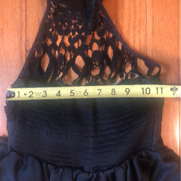 Forever 21 Black Lace Tiered Ruffle Mini Dress Lace Bodice, Choker Neck Size S - Picture 4 of 10